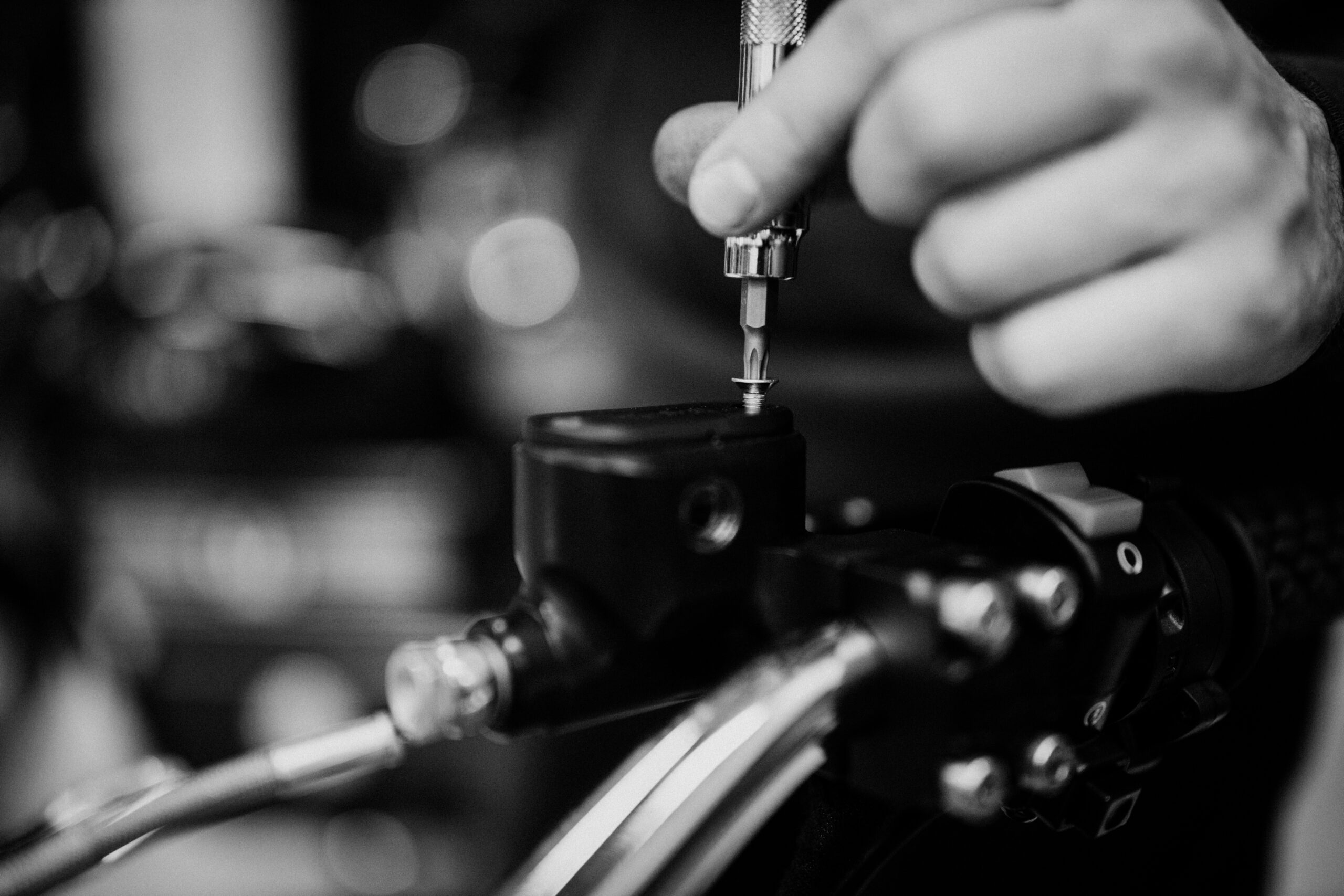 Hand-finished detail on an RGNT electric motorcycle in the Anneberg workshop